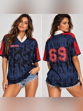 Esmir FCB Barcelona Soccer Jersey 69 L-XL Red Blue Futbol Club Rare!.